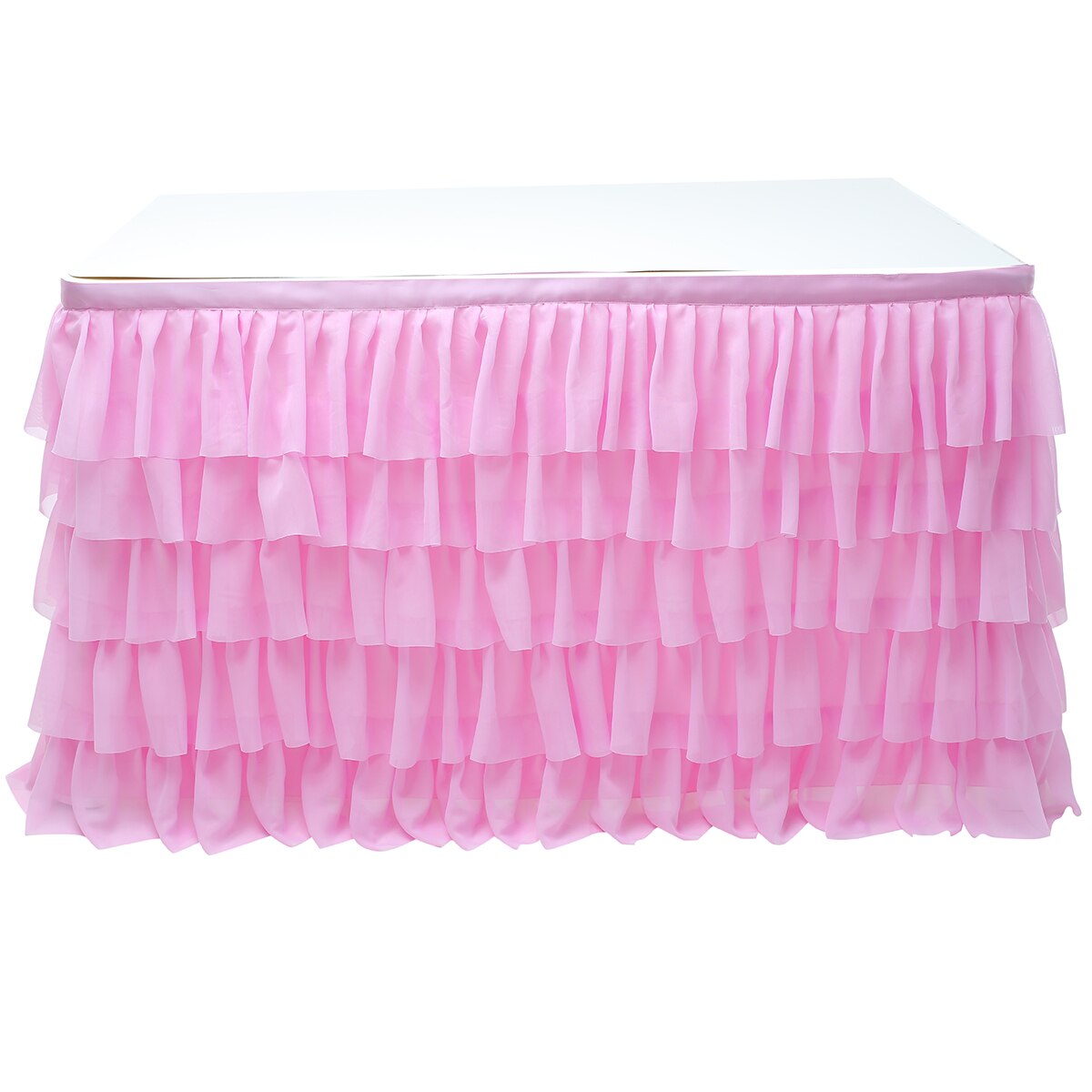 6ft Tulle Table Skirt Birthday Banquet Wedding Festive Party Decor Table Cloth Large Table Skirt: Pink