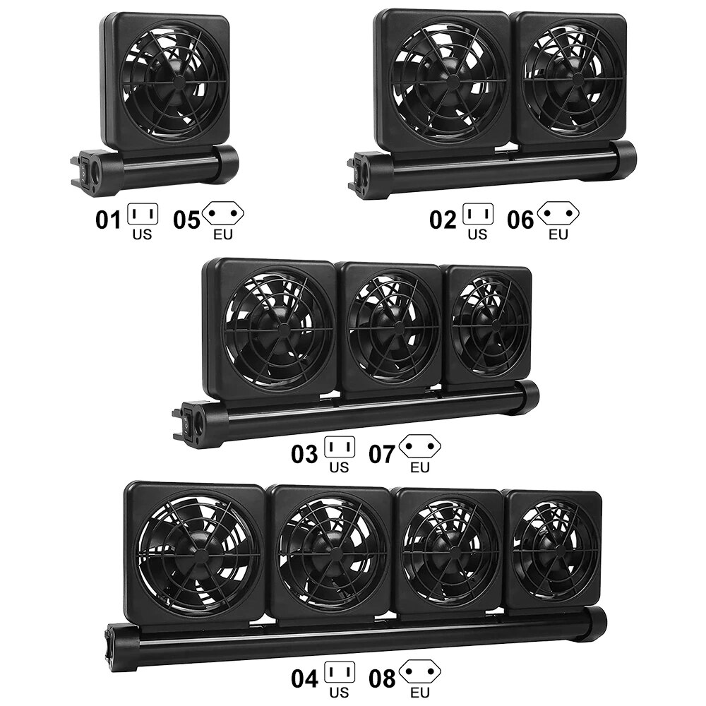 Aquarium Fish Tank Cooling Fan System Chiller Control Reduce Water Temperature 1/2/3/4 Fans Set Cooler Low Noise Chiller Fan