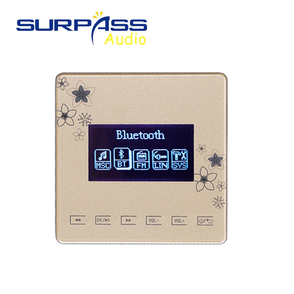 Bluetooth Wall Amplifier Mini bluetooth amplifier Home Audio System Touchkey Background Music Player connect to TV SURPASS: gold amp 2x15W