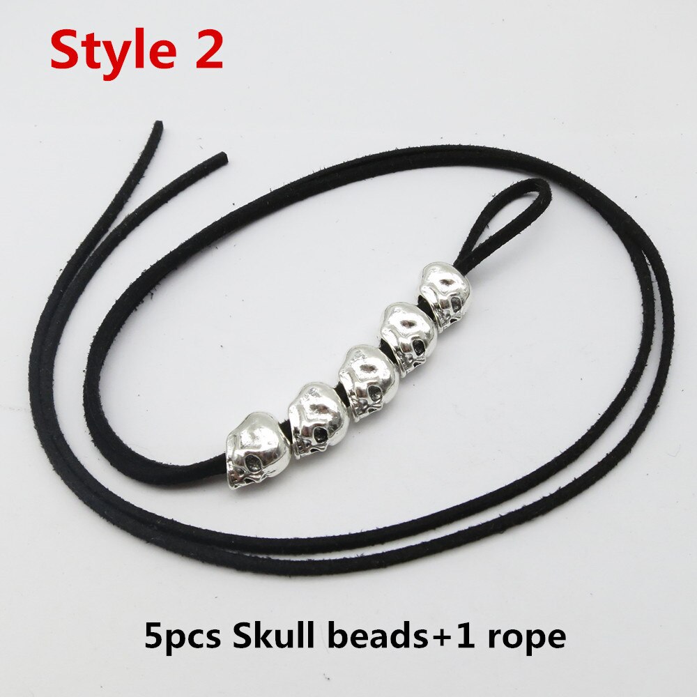5pcs Small Skull metal Hair Braid Dread Dreadlock Beads tube rings for Hair Styling Accessories Braiding Hair: Style 2