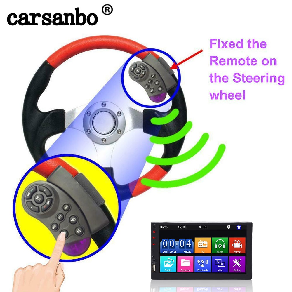 Carsanbo bil rat controller til  mp5 media multimedia player bil rat multimedia bærbar nøglekontroller