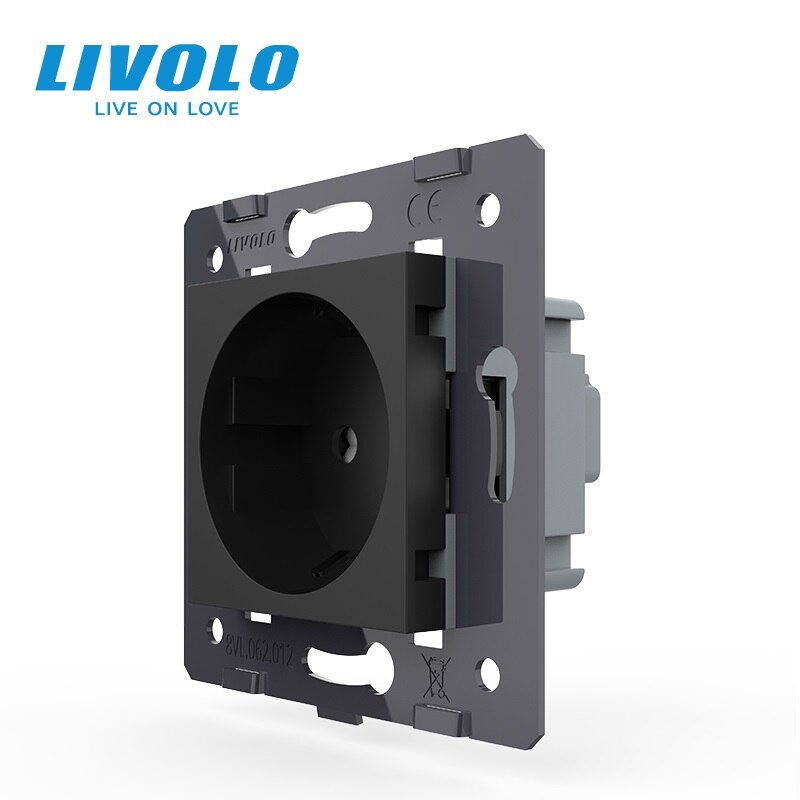 , Livolo Black Plastic Materialen, Eu Standaard, Functietoets Voor Muur Socket,VL-C7-C1EU-12