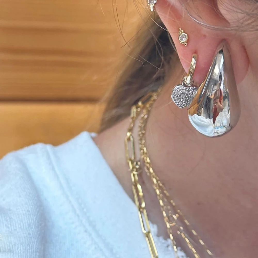 Pendientes de aro gruesos de gran tamaño para mujer y niña, de Plata de Ley 925 chapada en oro, 12/14/18mm, joyería de lujo