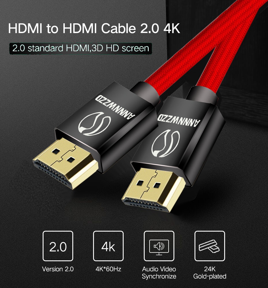 Hdmi kaapeli 2.0 4k 3d 1m 2m 3m 5m 10m kaapeli hdmi 1080p 3d  ps3 xbox bluray hdr tv kaapeli
