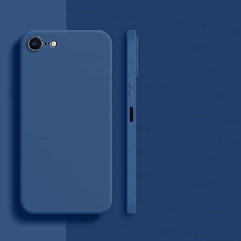 For iPhone 8 Case For iPhone SE 7 8 Plus Cover Case Luxury Shockproof Soft TPU Liquid Silicone Phone Back Cover Case: Blue / For iPhone 8