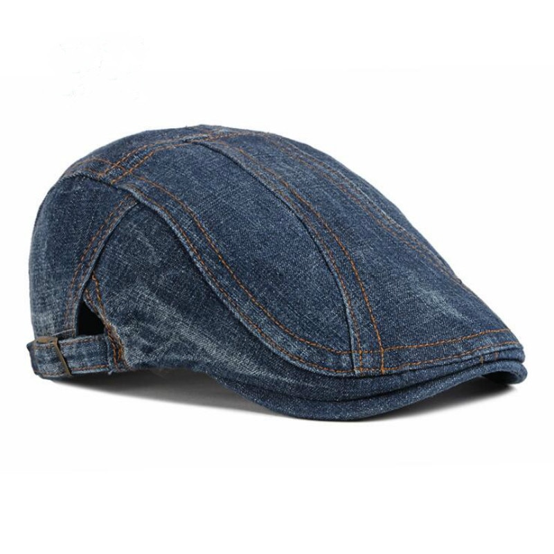Béret en Jean délavé Vintage, casquette plate en forme de lierre, rétro, Style britannique et occidental