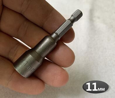 Hex Bit Socket with Magnetic, 7mm to 19mm, 65mm Long, Hexagon Socket Wrench Impact Resistant Socket for Hand /Electric Drill: 11mm