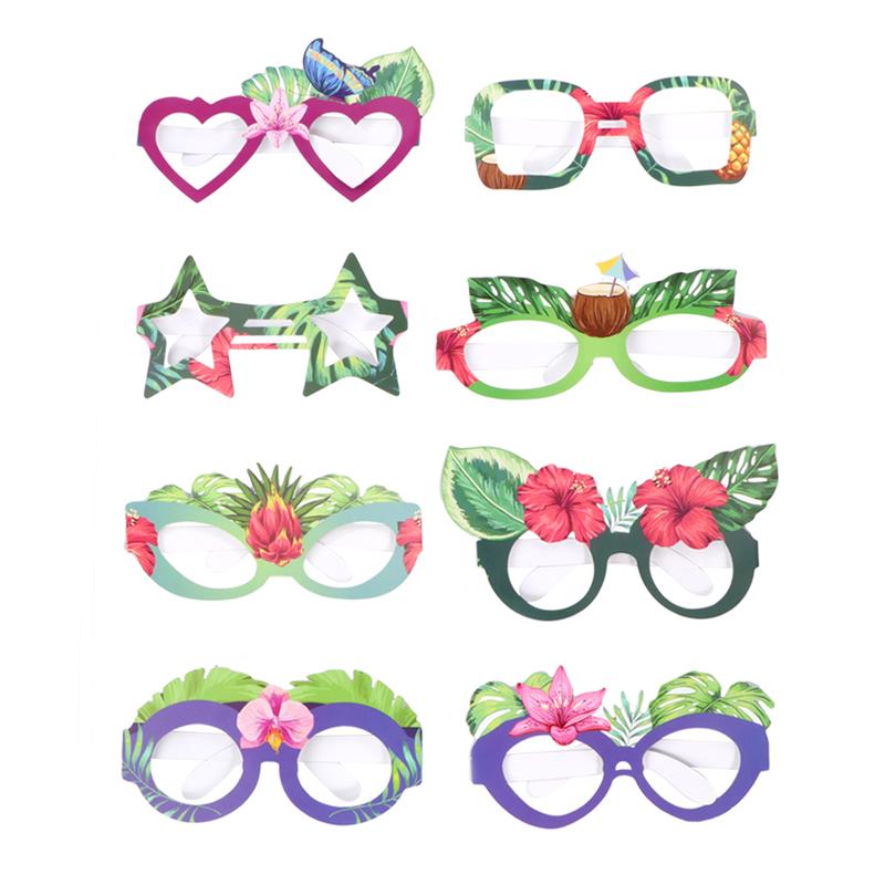 8 Stuks Verjaardagsfeestje Bril Decor Grappige Papier Bril Zonnebril Decoratieve Props Hawaii Party Gunsten