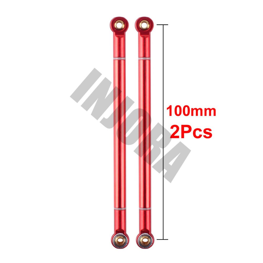 2PCS RC Car 70 80 90 100 110 120 130MM Red/Black Aluminum Alloy Link Rod for 1/10 RC Crawler Axial SCX10 D90 Upgrade Parts: 100MM Red