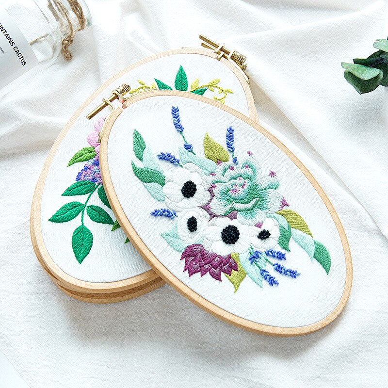 Red Bud Flowers Embroidery Kit DIY Needlework Houseplant Pattern Needlecraft for Beginner Cross Stitch Artcraft(Without Hoop)