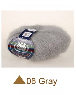 200 gram goedkope Mohair Wol Garen dunne kasjmier garen 8 ballen (25g/bal): 08 Gray