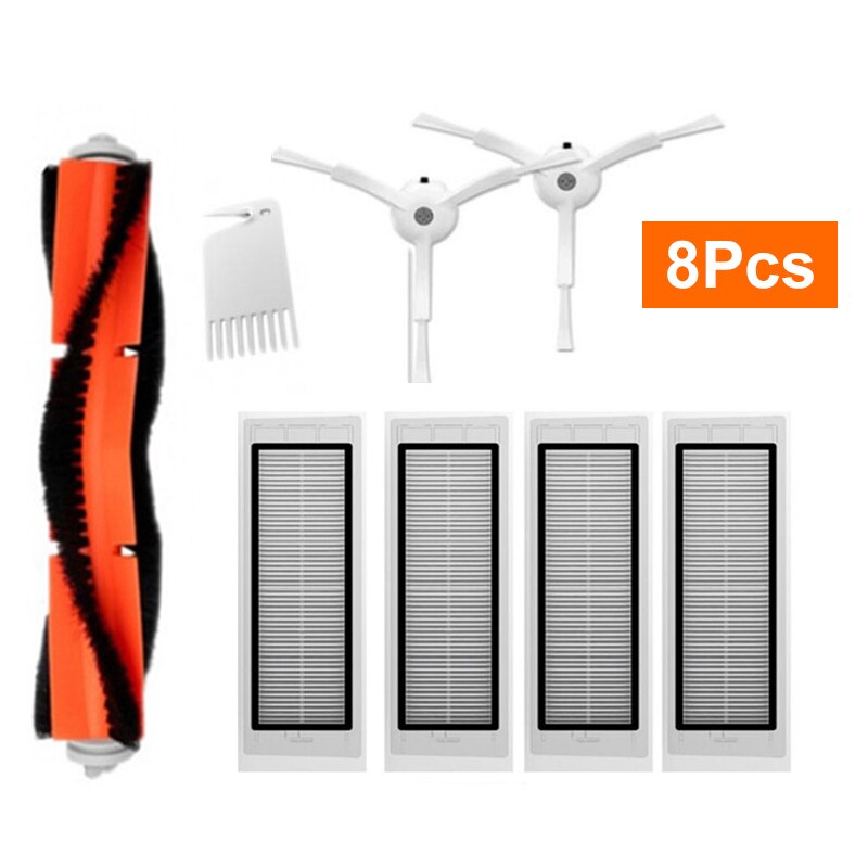 Hepa Filter Stofzuigers Onderdelen Accessoires Kits Voor Xiaomi Mi Robot 2 S50 S51 S5 S6 E20 Belangrijkste Borstel Side borstel Mop: 8pcs