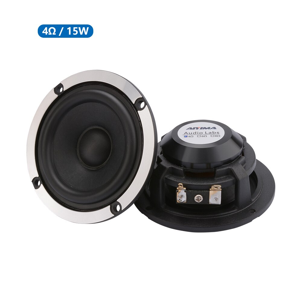 AIYIMA-altavoz de 3 pulgadas de rango medio para coche, altavoz de sonido de 4, 8 Ohm, 15W, cono de papel de lana, altavoz de neodimio de aluminio, 2 uds.: 4 Ohm Speakers