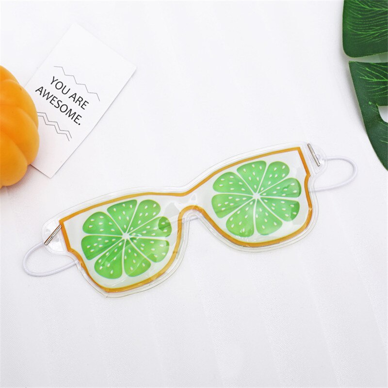 Ice Eye Patch Sleep Eyeshade Cute Cartoon Fruits Cold Compress Relieve Fatigue Sandy Beach Eye Patch Healthcare: green
