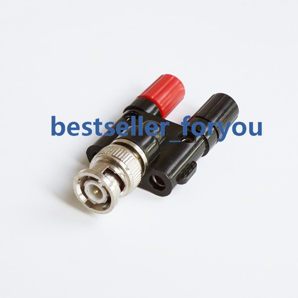 1Pcs BNC male to two dual 4mm Banana binding post jack connector Adapter 1M2F