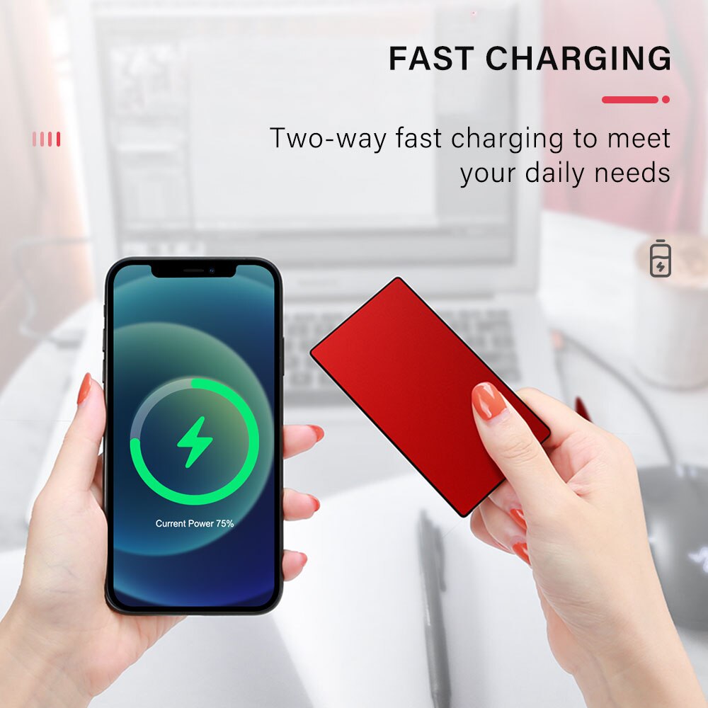 Ultra Dunne 6000Mah Power Bank Draagbare Externe Batterij Opladen Powerbank Voor Iphone 13 12 X Xiaomi Smartphone Kleine Power bank