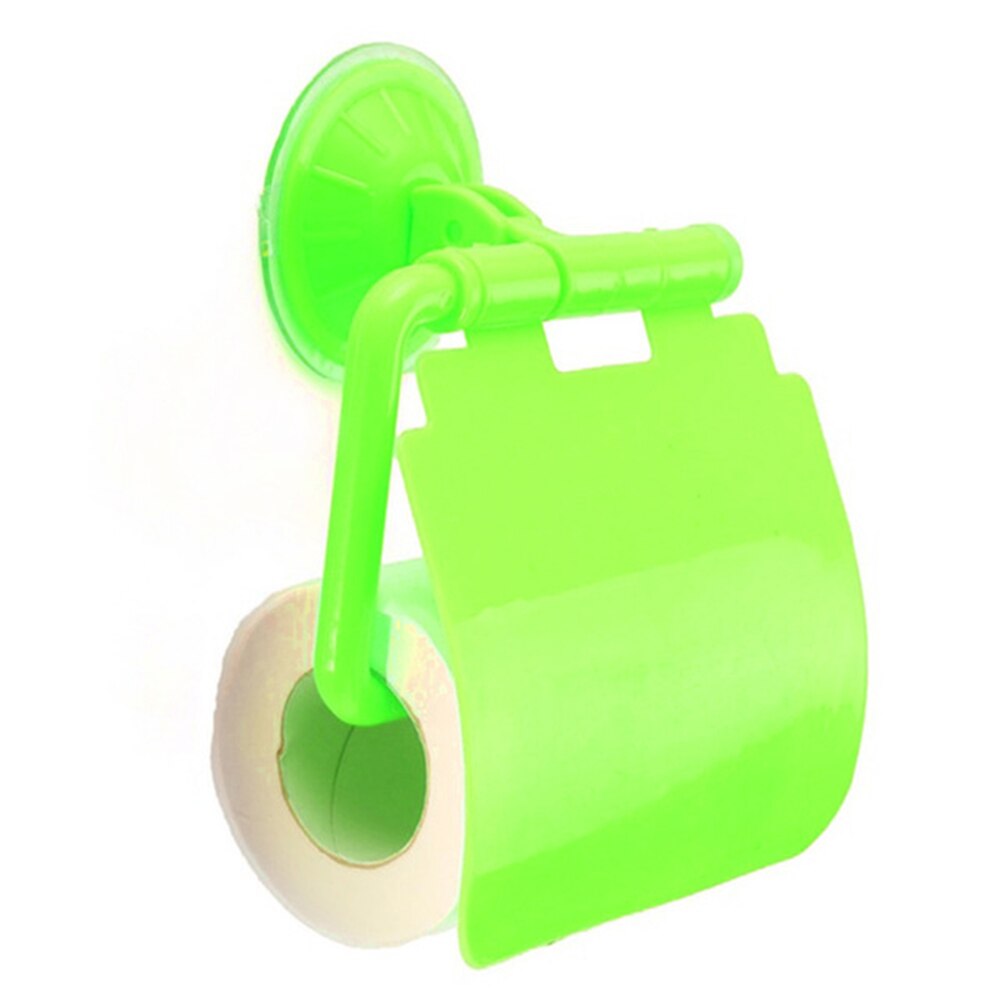 Soporte para papel de cocina, ventosa de plástico para pared, portarrollos de papel higiénico para baño con cubierta, accesorios para baño: green