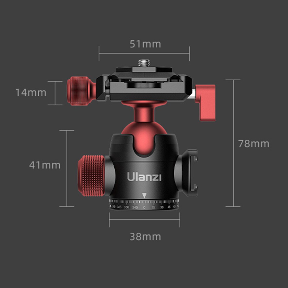 Mini Ball Head Dual 360° Panorama Adjusting with Cold Shoe Mount Quick Release Plate Compatible Arca-Swiss Peak ballhead