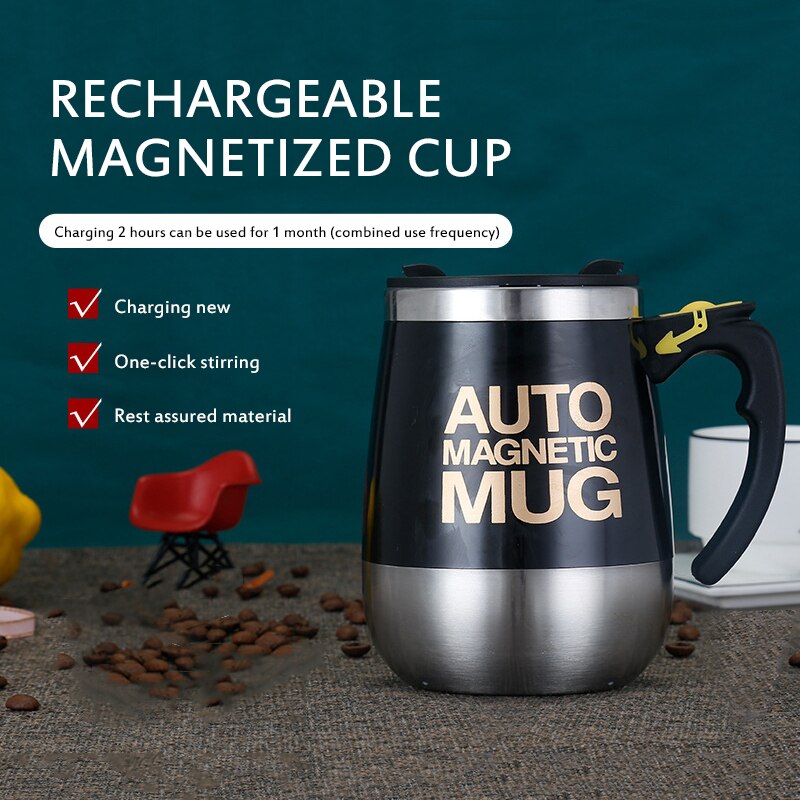 500ML automatique auto-remuant magnétique tasse créative 304 en acier inoxydable café lait mélange tasse mélangeur intelligent tasse thermique