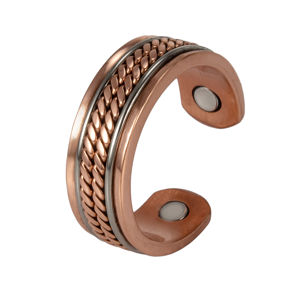 Vinterly Reines Kupfer Magnetische Ringe Frauen Männer verdrehte Gesundheit Energie Finger Offene Manschette Einstellbare Schmuck Hohe Magnet Größenverstellbar: Zitrone Gelb