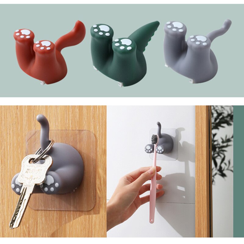 Cartoon Haken Universele Zelfklevende Haak Fun Animal Staart Muur Haken Multifunctionele Opslag Haak Voor Muur Koelkast Deur Thuis decor