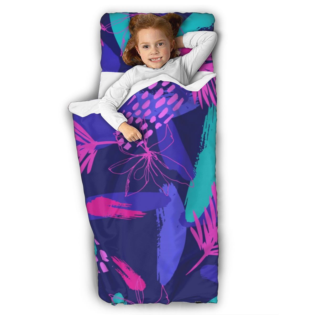 Enfant en bas âge roulé tapis de sieste Anti-coup de pied couette artefact oreiller amovible feuilles créatives fleurs coups de brosse bébé sac de couchage