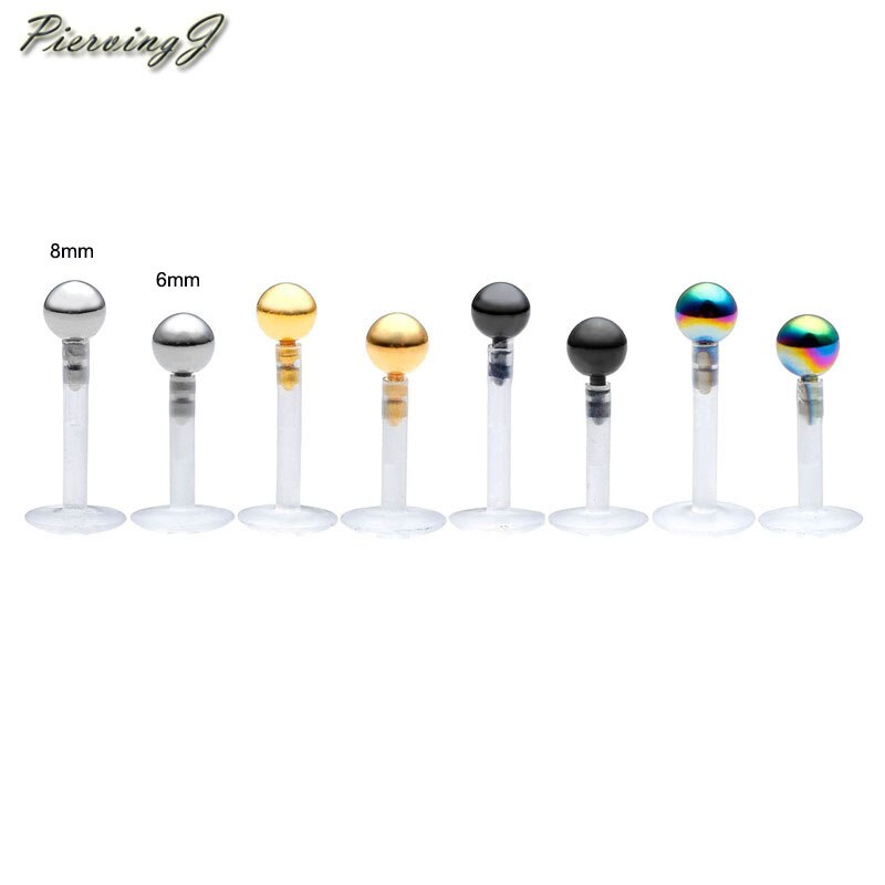durchbohren 8mm einstellen, 5 stück lippenpiercings , 16g acryl-stifte , 1/4 -zoll-edelstahlkugel, Monroe-lippenpiercing, labret-Ring, körperschmuck , 6mm stifte