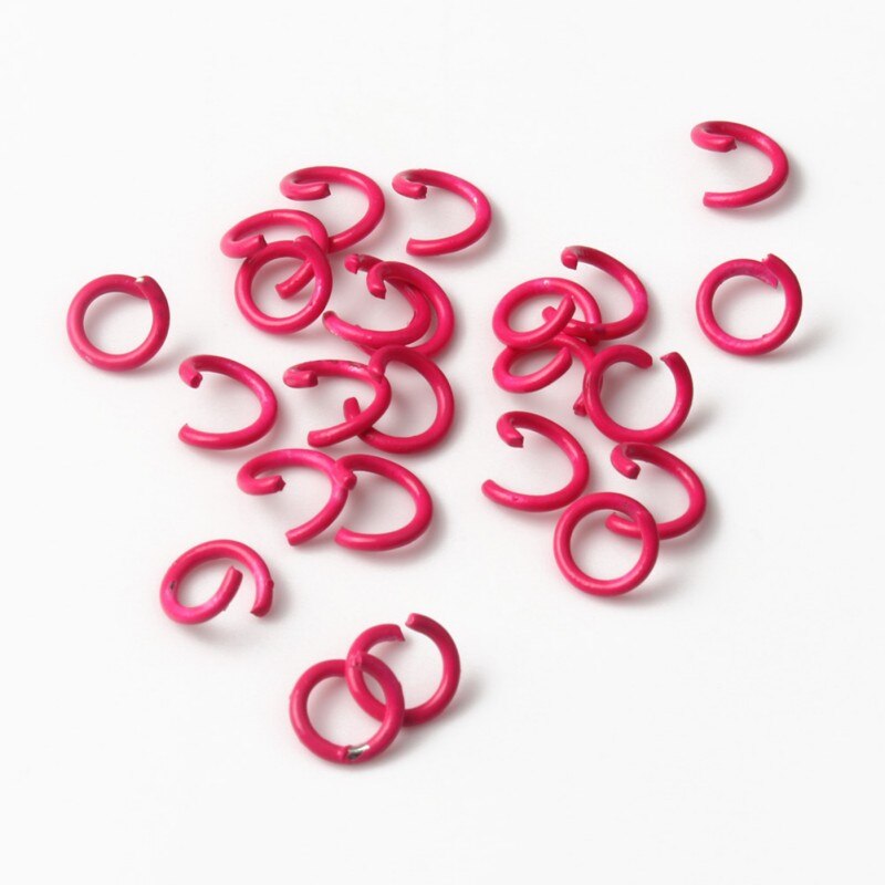 50 sztuk/partia 8mm metalowy otwarty pierścień Jump Multicolor podział pętli pierścienie bransoletka materiały do tworzenia biżuterii Handmade akcesoria DIY: Fuchsia