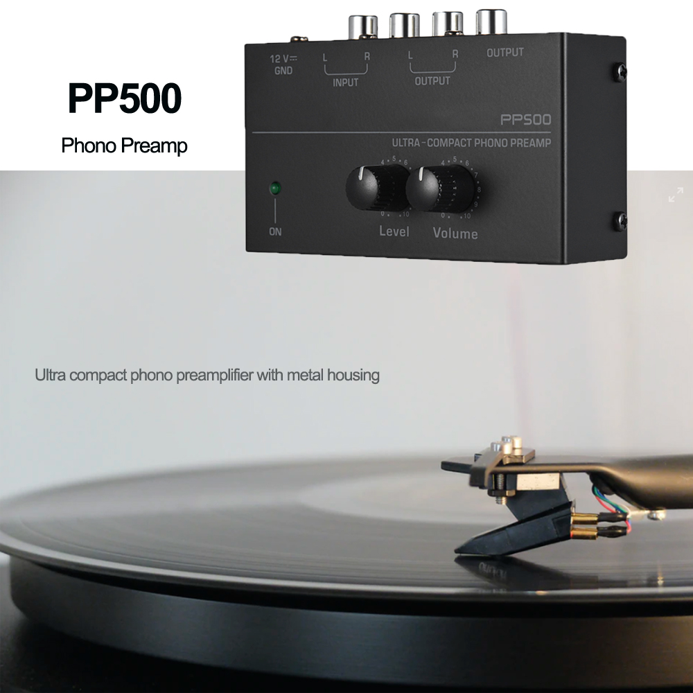 Preamplificatore Phono Preamp amplificatore Audio Ultra-compatto con controllo del Volume del livello ingresso giradischi uscita RCA uscita TRS da 1/4''