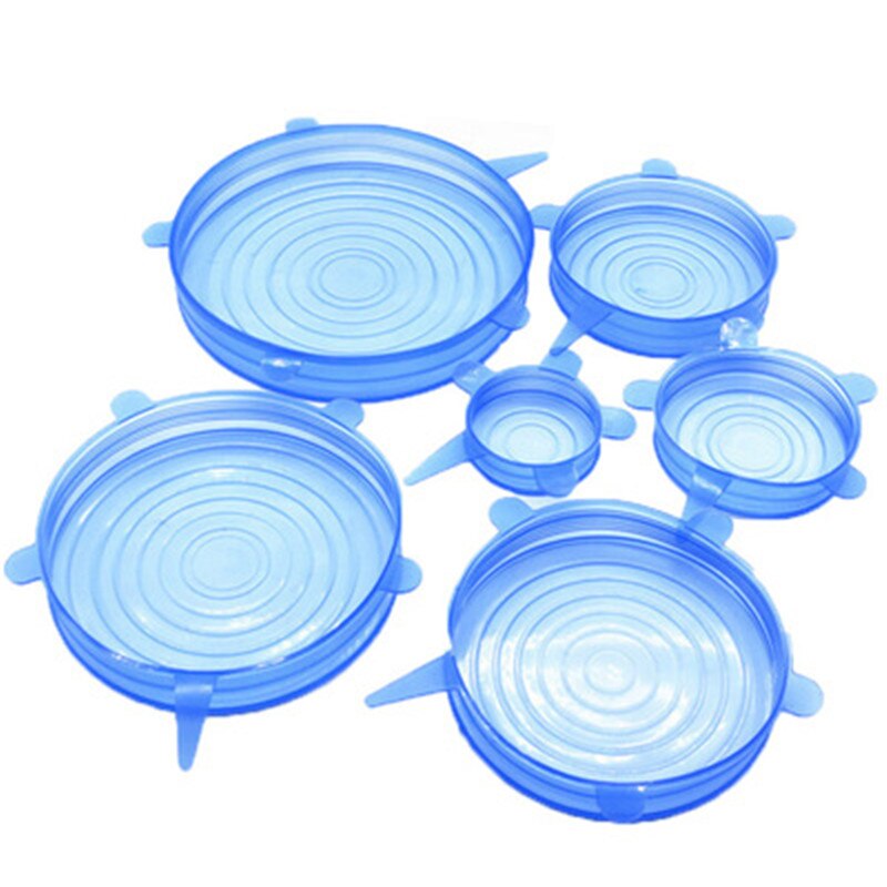 6Pcs Voedsel Wraps Herbruikbare Verse Houden Verzegelde Siliconen Voedsel Cover Groente Fruit Magnetron Afdichting Vacuüm Universele Stretch Deksels