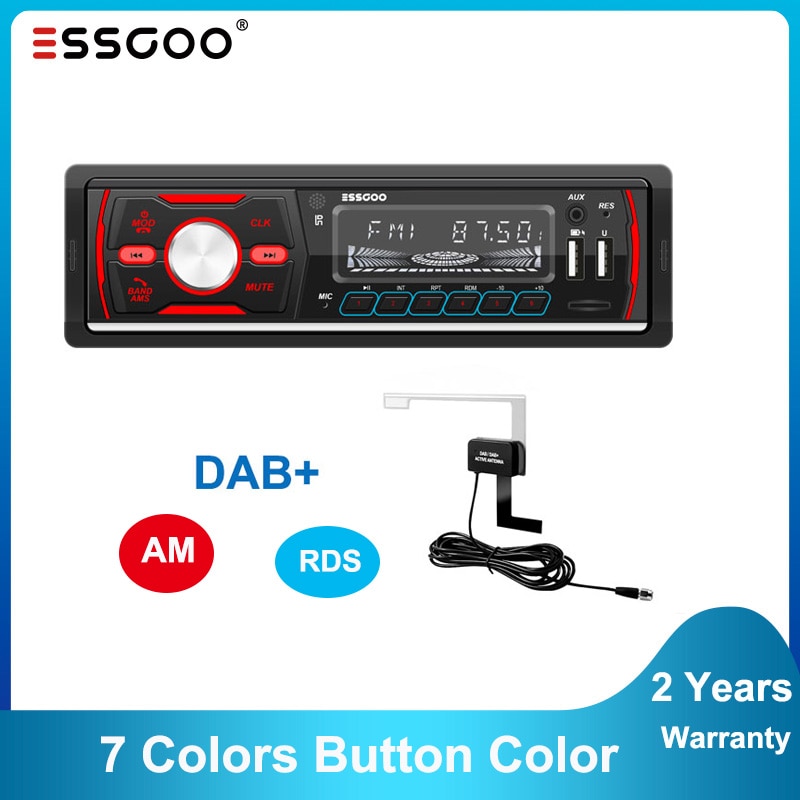Essgoo 1 Din Auto Radio Dab Rds Am MP3 Speler Bluetooth Stereo Audio Fm 1Din Autoradio Ontvanger Usb Digitale Signaal omroep