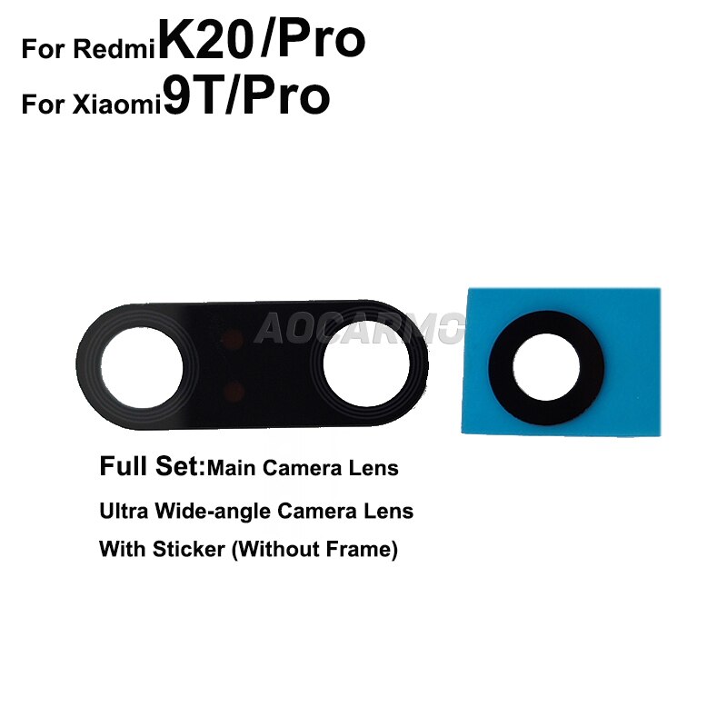 Voor Xiaomi Redmi K20 9T Pro Hoofdcamera Lens Ultra Groothoek Achter Terug Camera Lens Glas Met Frame ring Cover Sticker: Zilver