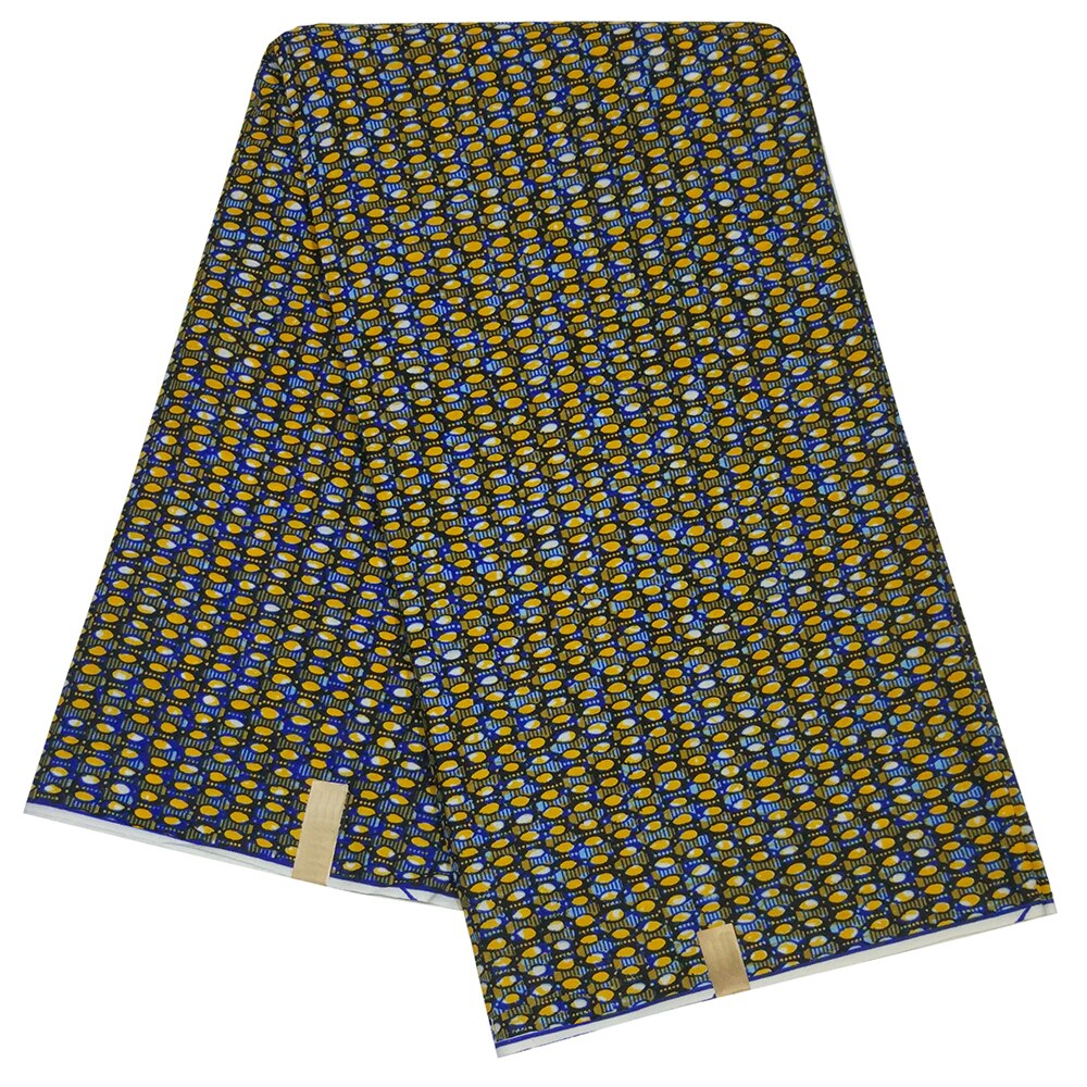 Newest Yellow And Blue Pattern Printed African Nigeria Pagne Java Sewing Guaranteed Wax Fabric 6Yards: Default Title