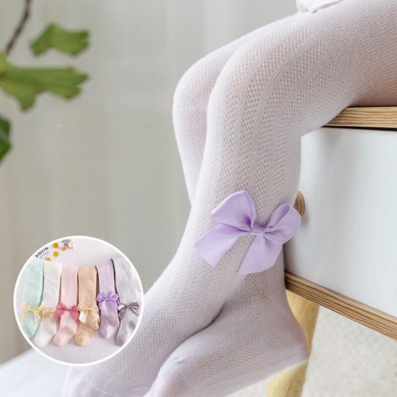 Zomer Mesh Baby Meisjes Panty Met Boog Ademend Zachte Katoenen Baby Panty Baby Peuter Meisjes Lange Sokken Kinderen Panty 1-2Y