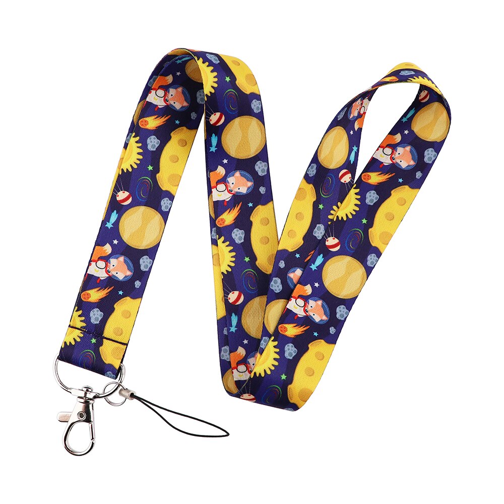 LX411 Universe Planets Moon Stars Astronaut Lanyard Neck Strap Rope USB Mobile Cell Phone ID Card Badge Holder Keychain Keyring: 9