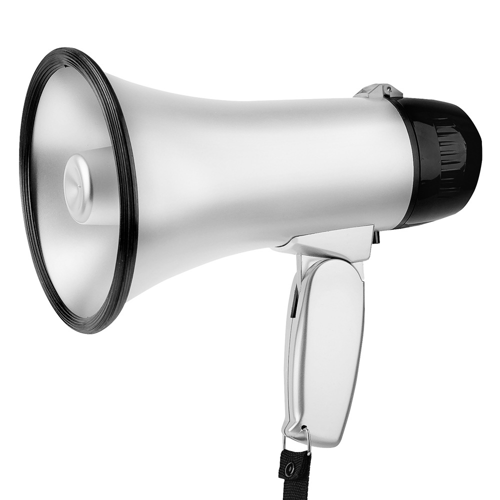 High Power Draagbare Hand Megafoon Peddle Luidspreker Opname Hoorn Tour Gids Luidsprekers Luid 25W: NO battery-Sliver