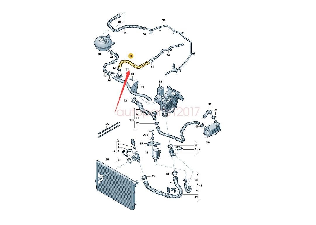 Koelvloeistof Slang Voor Golf Passat A3 Tt 2.0L 5Q0121058R 5Q0121058AE