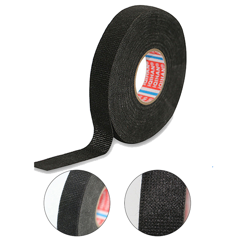15m/20m varmebestandig teip selvklebende stofftape til bilkabelsele ledninger stoffvev elektrisk varmetape 8-19mm