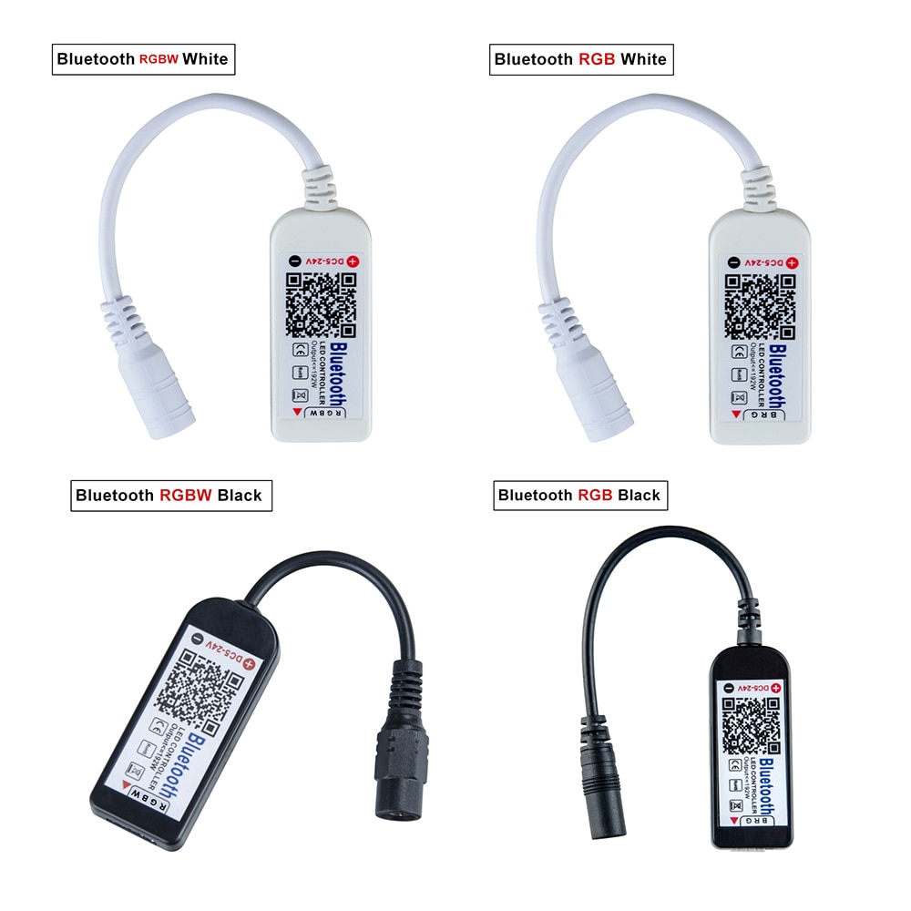 Dc 5v 12v 24v mini usb bluetooth wifi ledet rgb rgbw kontrolleren ios android 24 nøkkel ir fjernkontroll til 2835 3528 5050 ledet stripe