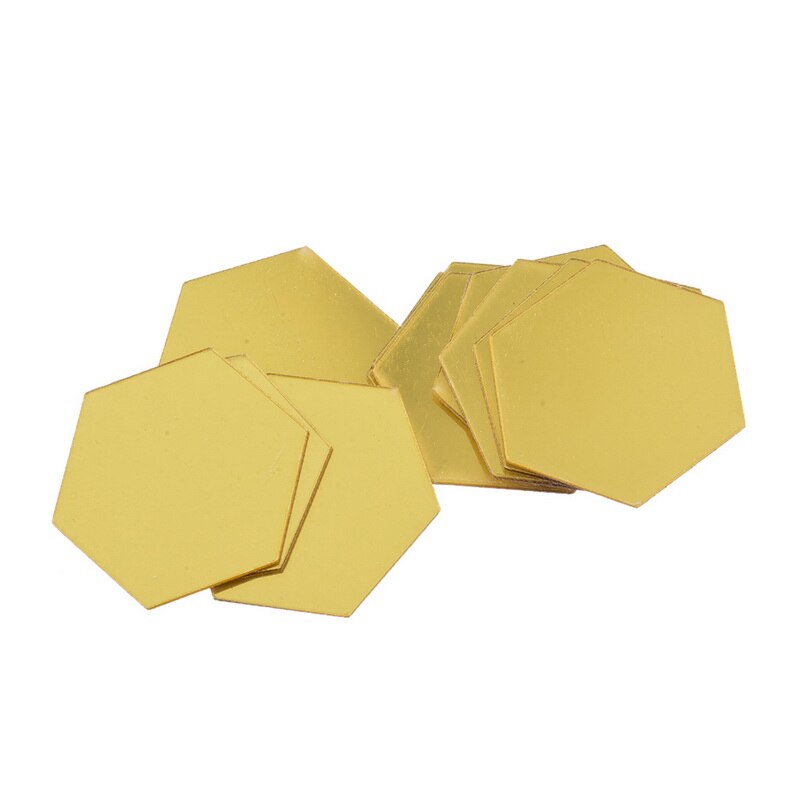 12Pcs 3D Hexagon Acrylic Mirror Wall Stickers DIY Art Wall Decor Stickers Living Room Mirrored Sticker Gold Home Decor: Gold / 80x70x40MM