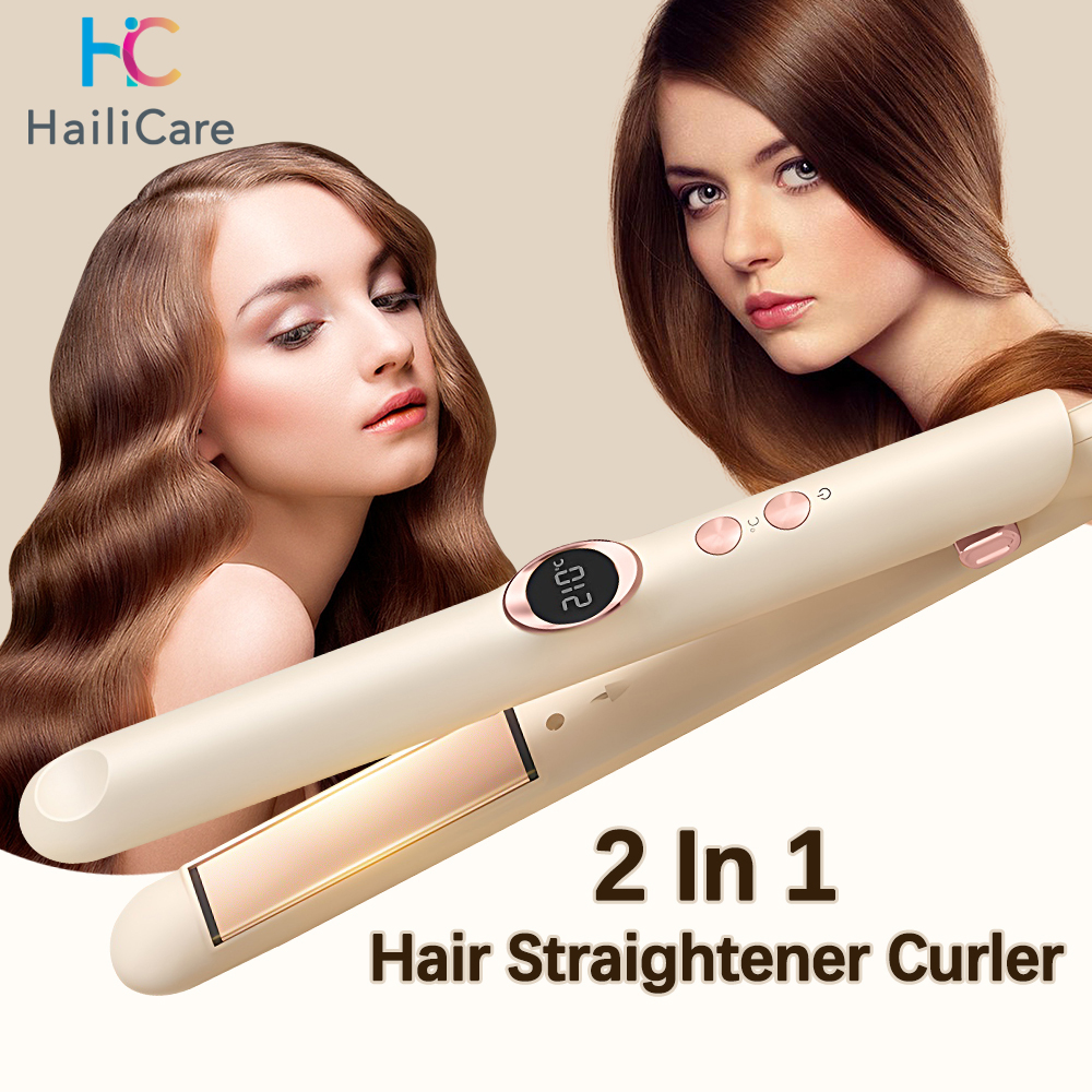 2-in-1-Haarglätter, Lockenstab, Mini-Bleistift, Glätteisen für kurzes Haar, Bartglätter, Heim-Lockenwickler aus Keramik