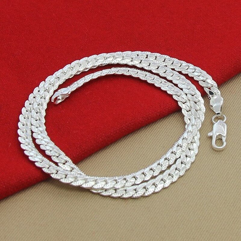 Collar de cadena de serpiente plana para hombre y mujer, Color plateado, clásico, 5,5mm, joyería
