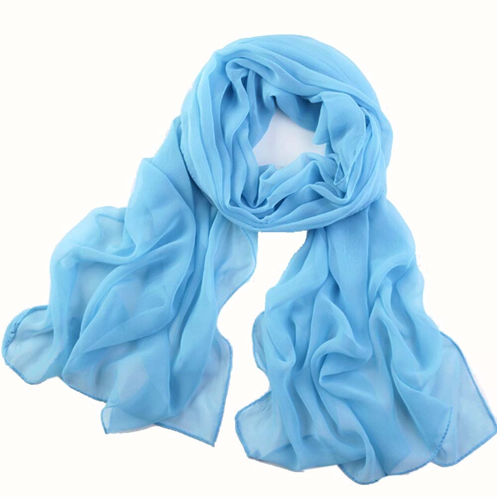 Bufanda larga de chifón para mujer, pañuelo de Color sólido, chal fino suave, pañuelos de playa, nueva , 1 unidad: Sky Blue 