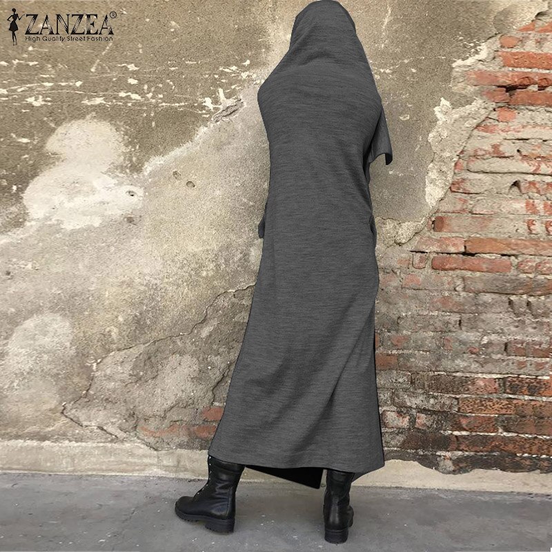 Winter Solid Hooded Jas ZANZEA Herfst Mode Onregelmatige Jassen Vestidos Vrouwen Casual Hoodies Lange Mouw Lange Vesten