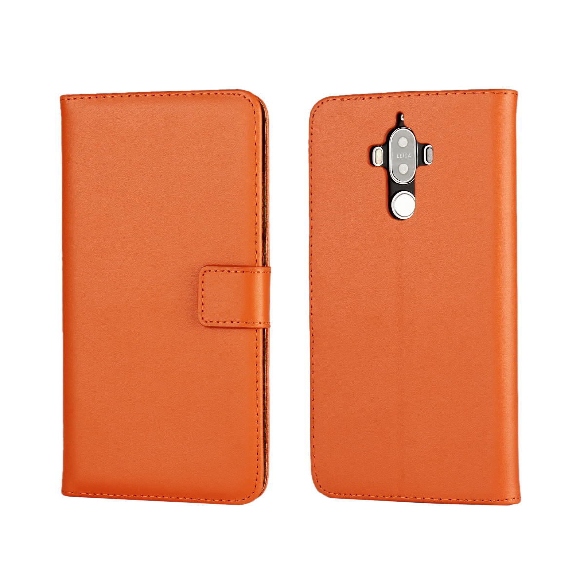 Funda de cuero Pu para Huawei Mate 9, funda protectora Retro con tapa, para Huawei Ascend Mate 9 GG: Naranja / Case aadd Glass Film