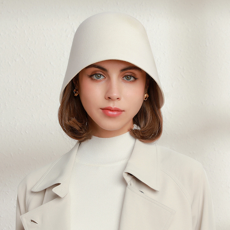 Chapeau en forme de cloche pour femme, casquette de pêcheur en laine, Style coréen, tendance rétro, Fedora, hiver, X4027