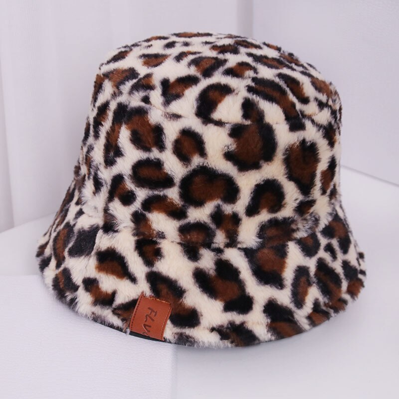 Kasjmier Als Emmer Hoeden Vrouwelijke Mode Luipaard Koreaanse Stijl Warm Street Style Trend Alle-Match Winddicht Visser Panama Cap: Leopard B