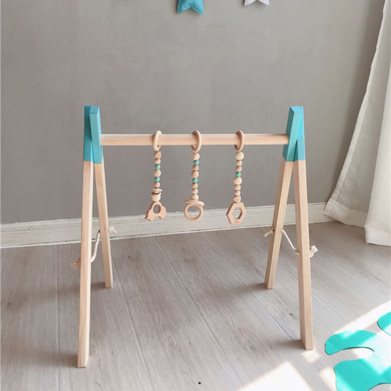 Nordic Simple Wooden Newborn Baby Fitness Rack Kids Sensory Ring-pull Toy Children Room Decorations Baby Gym Wood