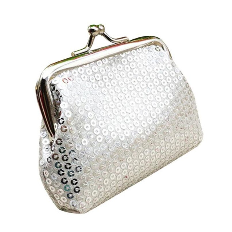 USDH Fashionbag Wallet Small Sequin Wallet Card Holder Coin Purse Clutch Bag csv f6: Silver