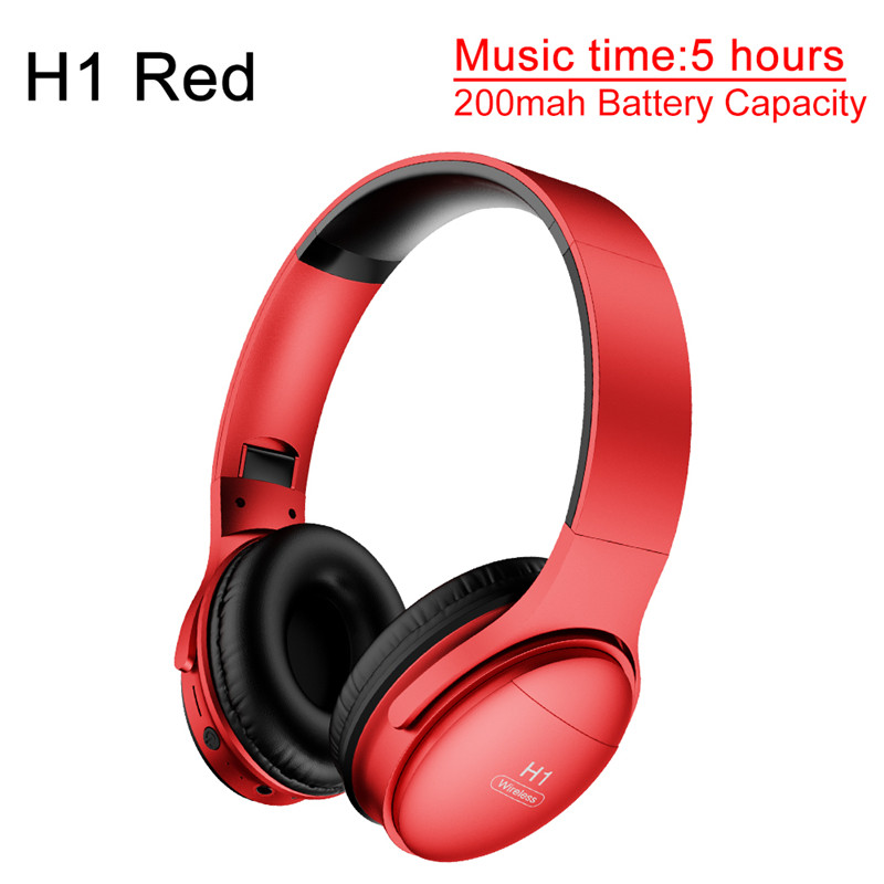 AWI H1 Bluetooth Headphones Wireless Headset Stereo Over-ear Noise Canceling Earphone Gaming Headset with Mic Support TF Card: H1 Red